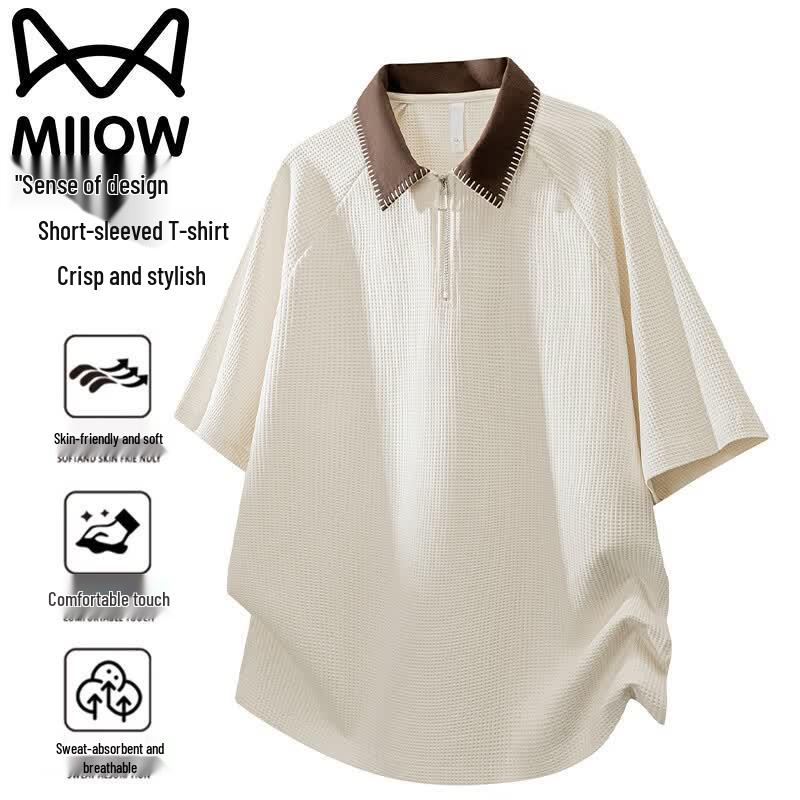 MiiOW Men s Lightweight Breathable Polo T-Shirt L