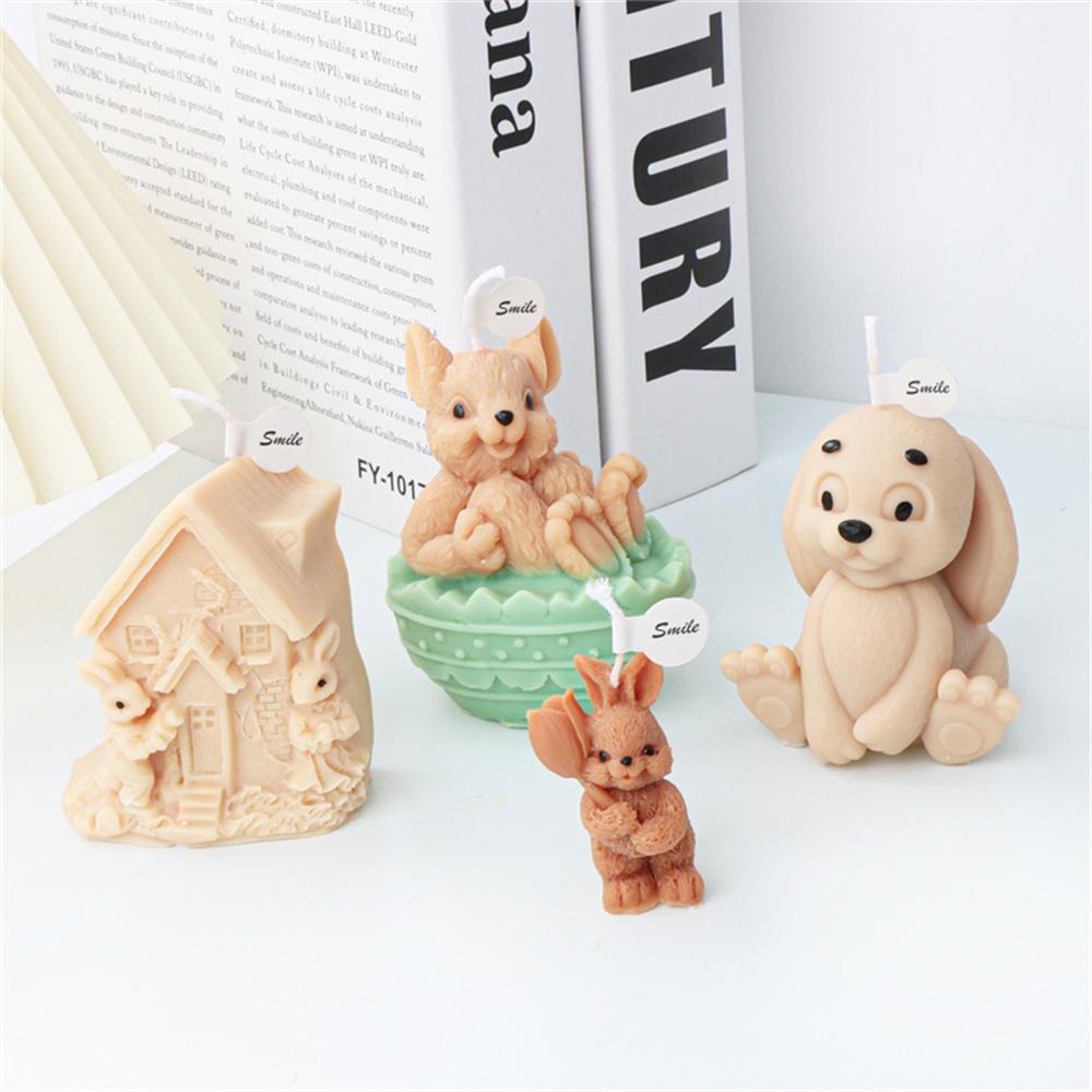 3D Multi-style Cute Rabbit Silicone Candle Mold DIY Easter Animal Aromatherapy Plaster Soap Resin Mould  Crafts Casting Tool