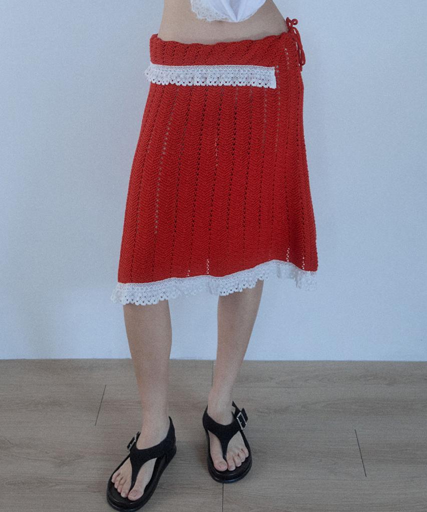 Hocus Pocus Knit Crumble Skirt_Red