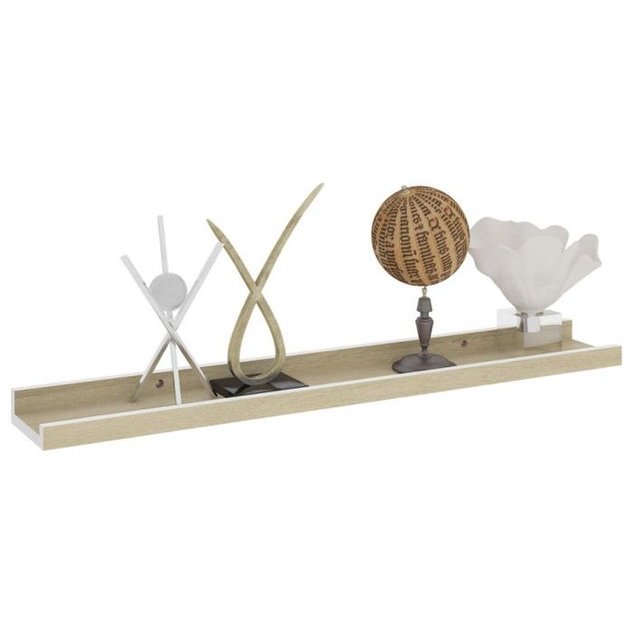 VidaXL Étagères murales 2 pcs Blanc et chêne Sonoma 60x9x3 cm