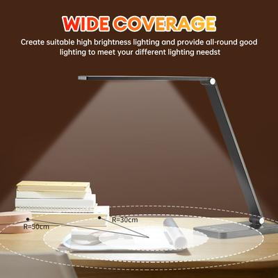 Desk Lamp Dimmable Led Table Lamp Reading Light with USB Charging Port 5 Levels of Dimmable Light Eye-Protection Night Light