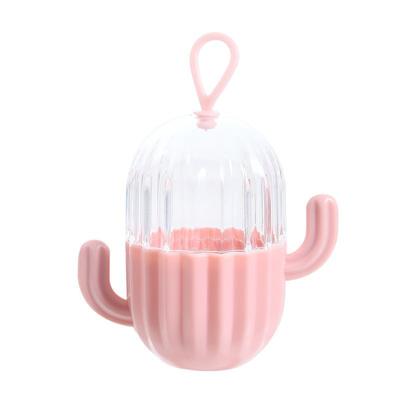 Boîte de Rangement pour Éponges de Maquillage Beauté Forme Cactus Support pour Blender Étui de Transport Portable pour Houppette à Poudre pour Voyage
