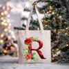 Christmas letter flower print niche trend tote bag shoulder bag