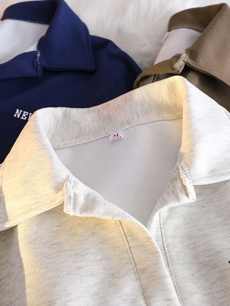 Baggy Long-sleeved Sweatshirt Women's Folded Collar Sweatshirt Spring Autumn Korean Fashion Top Y2K Clothing