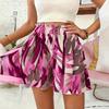 Women's Crop Top and Abstract Print Drawstring Waist Skirt Set