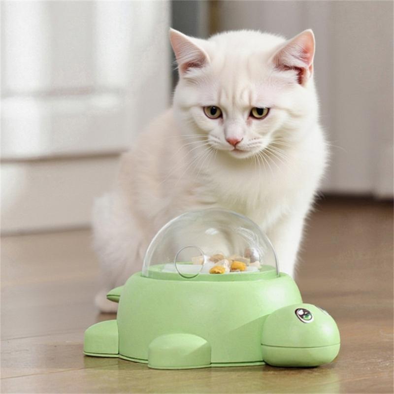 Plastic Rotating Pet Bowl For Dog Featuring Treat Dispensing Animal Feeder Toy Training Design