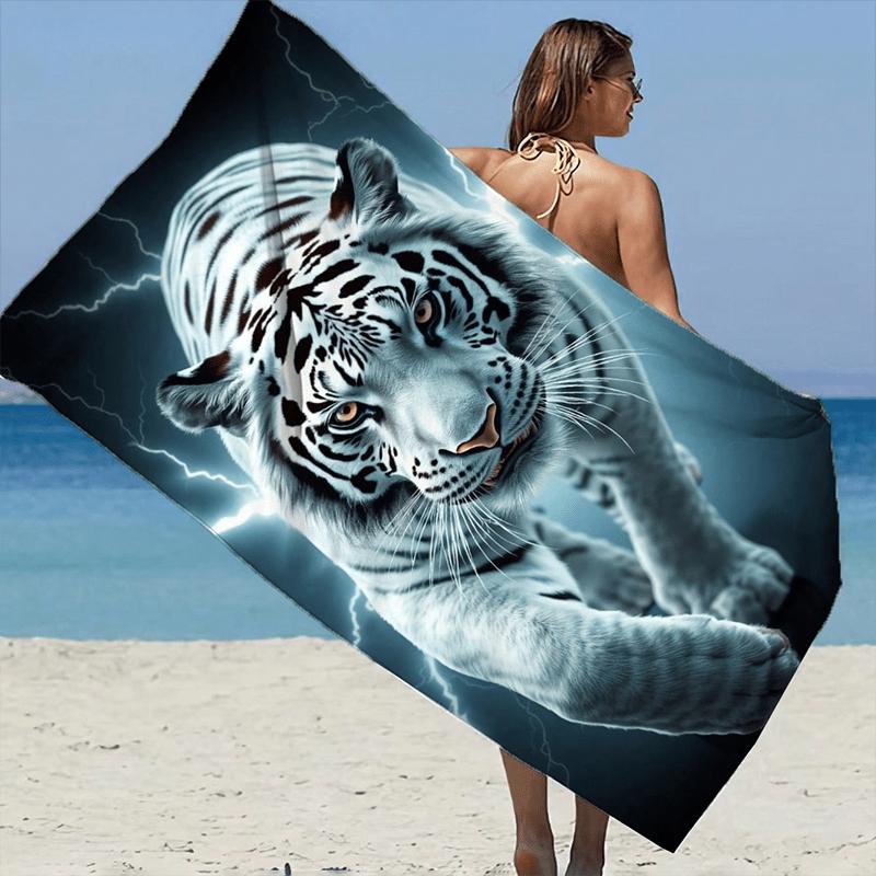 Black Lion White Tiger Stripe Water-Absorbent Quick-Drying Bathrobe Sports Shawl Towel Special Equipment and Supplies For Beach