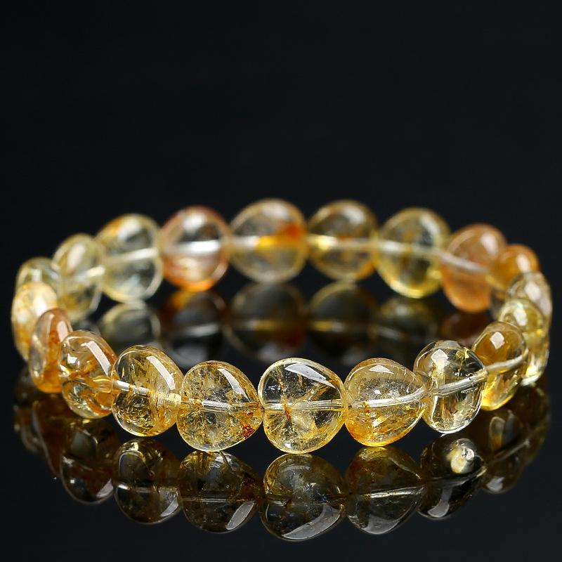 Hongchu Crystal Natural Yellow Osmanthus Yellow Topaz Heart-Shaped Bracelet Yellow Topaz Gemstone Bead Bracelet
