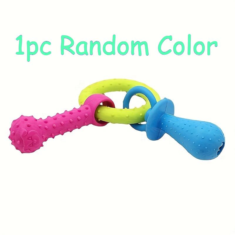Three-in-one Dog Teething Toy Pacifier Bone Ring Shape Random Single Color Grinding Chew Pet Supplies