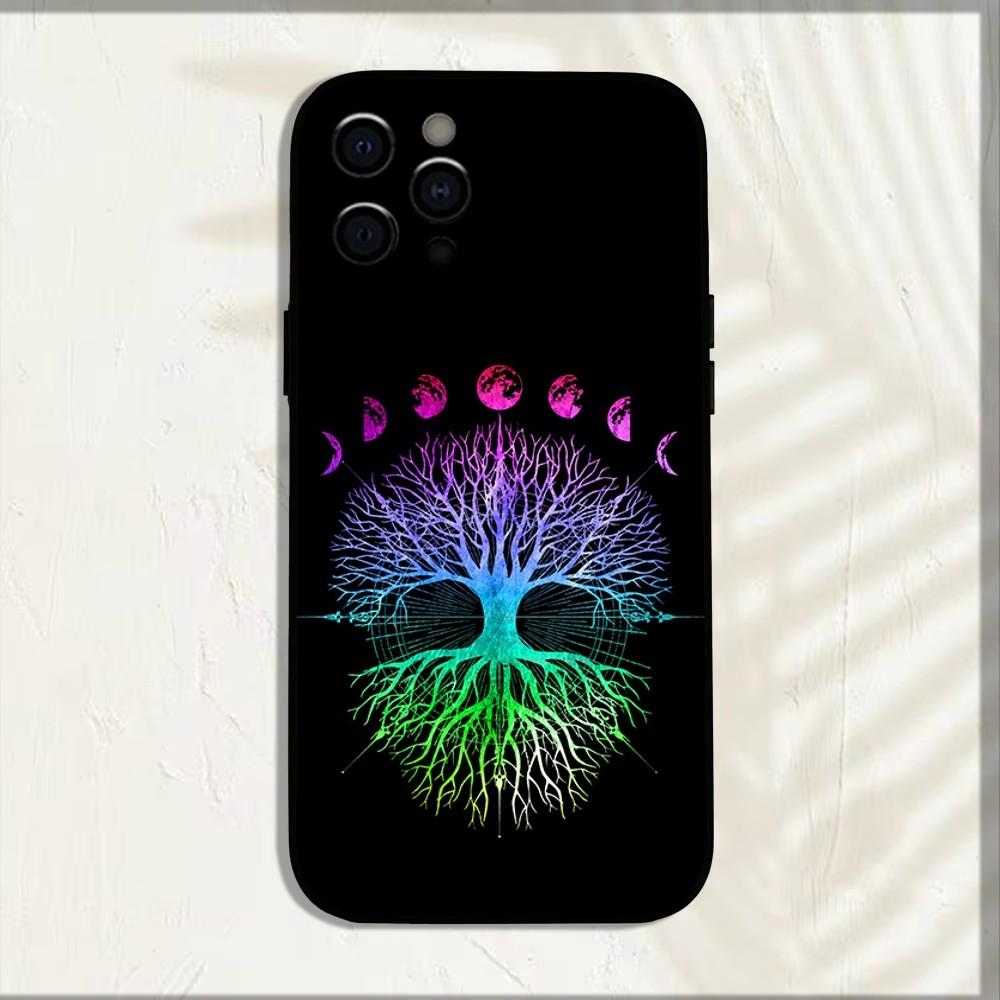 Tree of Life Space Phone Case For iPhone 16,15,14,13,12,11,Pro,X,XS,Max,XR,Plus,Mini Soft Black Cover