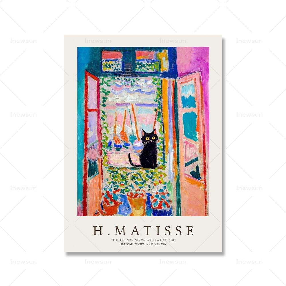 

Анри Матисс Пейзаж Кошка Вдохновленный Музейное Искусство Печать Вид Кошки Плакат Холст Картина Vinatge Абстрактные Домашний Декор Картины 40x50cm No Framed