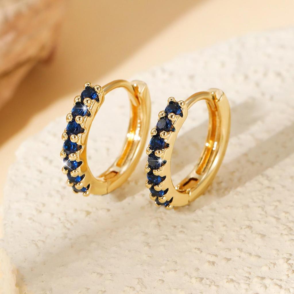 Miedziane Kolczyki Koła z Cyrkoniami - Damskie Klasyczne, Wszechstronne, Stylowe Nausznice