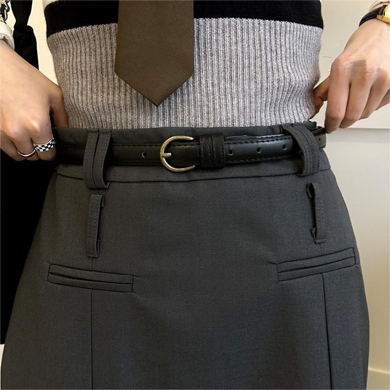 

2024 Women s Retro Thin Leather Belt - Versatile Decorative Accessory 100 cm чорний