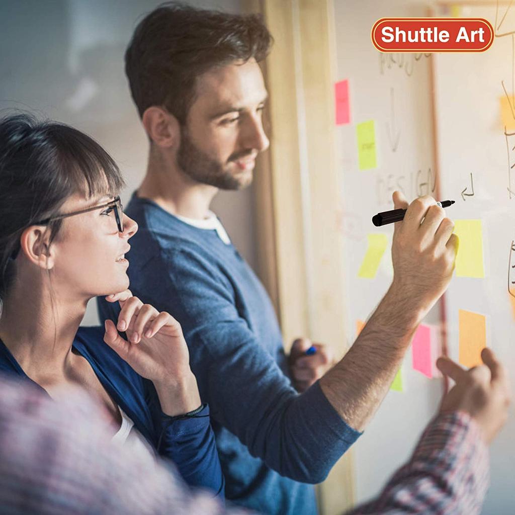 Shuttle Art Erasable Magnetic Whiteboard Markers with Fine High for and LED Ideal for and Schools Eraser, 15-Piece Set, Point, Capacity, Whiteboards,
