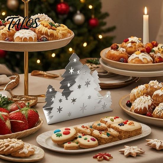 Kitchen Counter Napkin Rack Christmas Tree Holder, Stainless Steel Vertical Paper Towel Stand, Dinner Table Settings Decorative Dispenser for Holiday