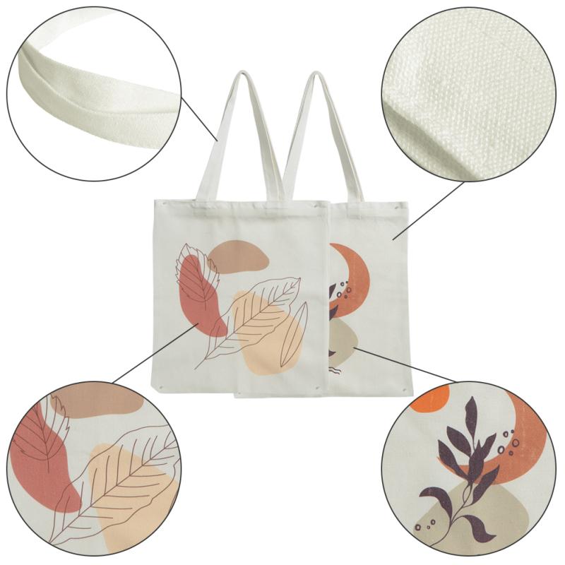 2pcs Cotton Canvas Bags Boho Floral Shoulder Bags Grocery Shopping Bag Reusable Tote Bag