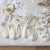 Autumn/Winter Rolled Edge White Women's Mid-Calf Cotton Socks - College Style, Simple, Cute, Versatile