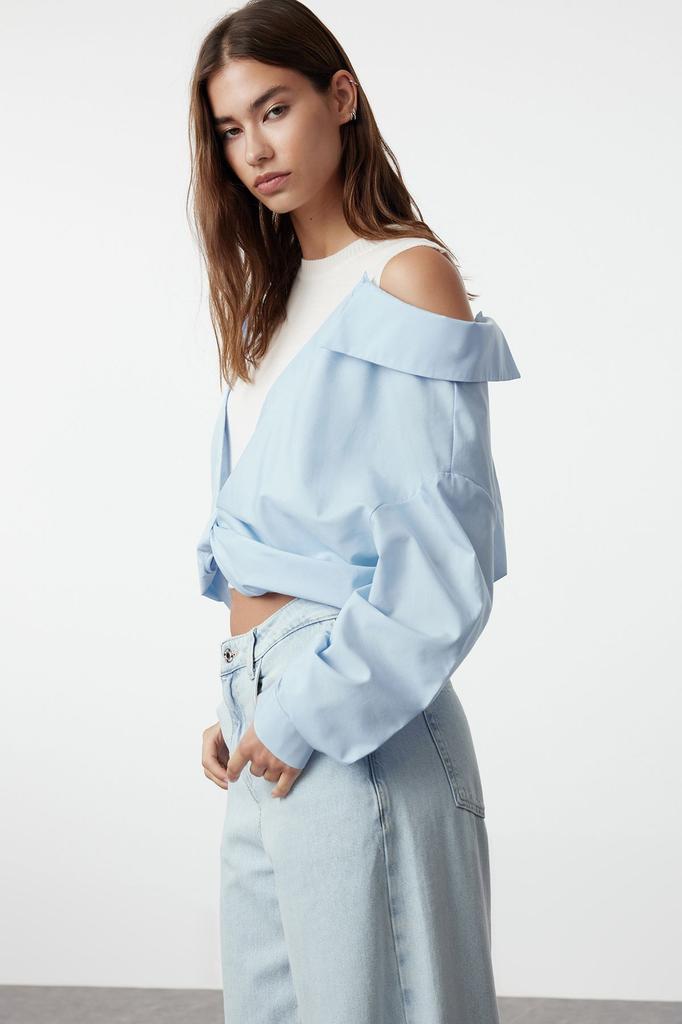 Women's Fashion Stylish Sweater Ecru Crop Woven Garni Knitwear Sweater