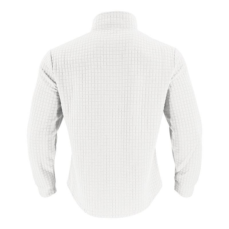 Herbst/Winter Minimalistisches Lässiges Herren Sweatshirt mit lockerer Passform, Jacquard-Stehkragen und halbem Reißverschluss