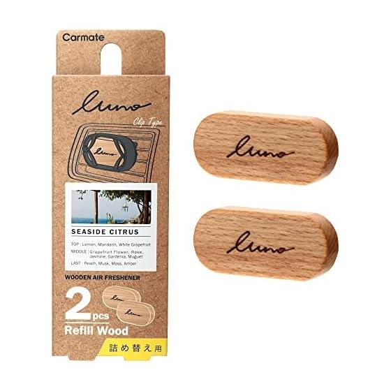 Carmate Car Deodorant Air Freshener Air Conditioner Air Outlet Clip Installation Refill 2 Times [Seaside Citrus] Luno Air Wood Grand Refill Wooden