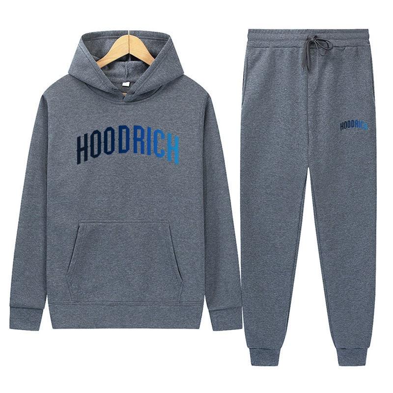 Completo Sportivo da Uomo con Cappuccio Misto Cotone Tuta Manica Lunga Pantaloni Outfit Casual 2025