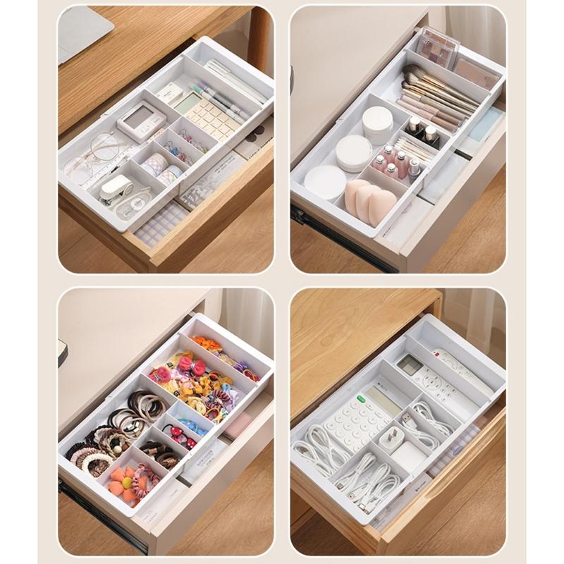 Space Saving Plastic Multi Compartment Organiser Drawer Box For Stationery Electronics Storage Smooth Sliding Drawers