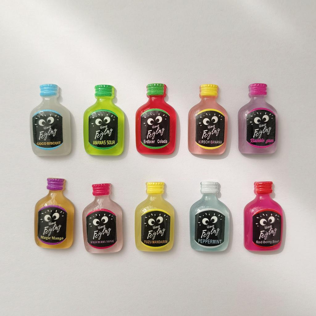 100PCS Simulated Water Bottle Resin Nail Charms 3D Colorful Beverage Bottle Nail Art Decorations for DIY Nails Slime Charms