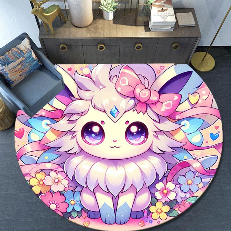 1pc Soft, Absorbent & Non Slip Cute Little Bunny Round Rug Soft Circle Rug for Living Room & Bedroom Decor, Chair Mats, and Unforgettable Ho