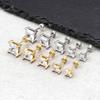 Dainty Square Zircon Stud Earrings for Men Women,4/5/6/7/8mm Width White Crystal Zircon Metal Stud Earring,Piercing Jewelry Gift