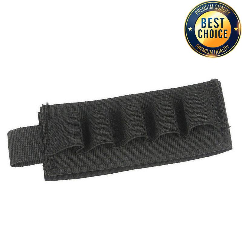 Tactical Hunting Ammo Holder 5 Rounds Shell Holder Bullet Bag Adhesive Patch for Rifle 12GA Shotgun Hunting Gun Accessories