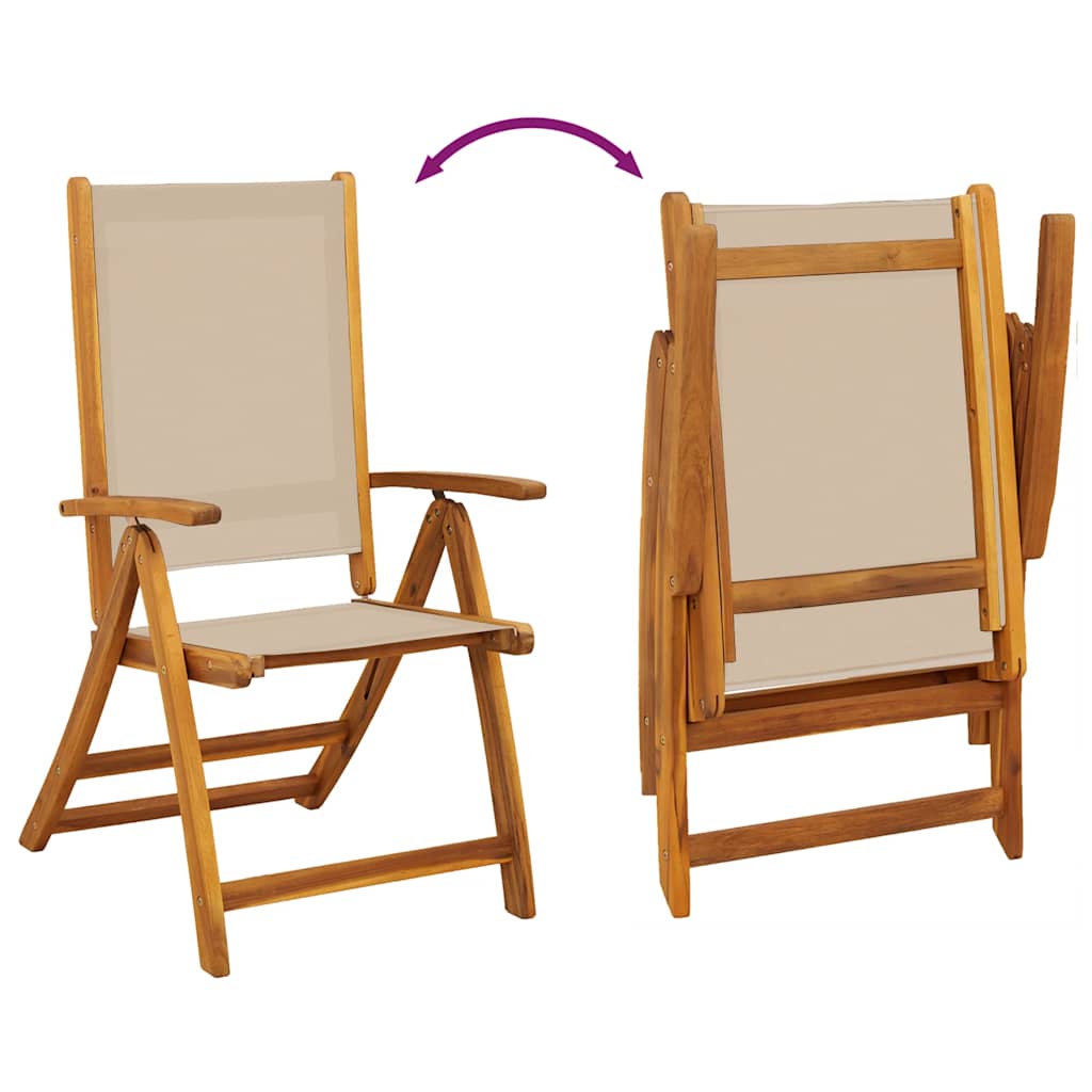 Vidaxl Folding Garden Chairs, 2 Pcs., Acacia Wood and Textilene