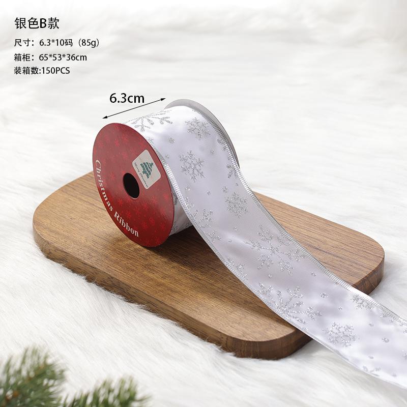 New Christmas Transparent Mesh Snowflake Ribbon Handmade Bowknot Props Gift Packaging Hanging Wall Hanging Interior Decoration