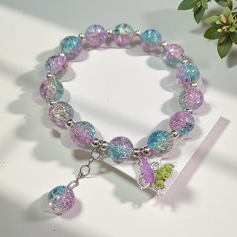 Butterfly Love Flower 10mm Handmade Beaded Bracelet - Original, Personalized, Exquisite Jewelry Gift for Friends and Newcomers