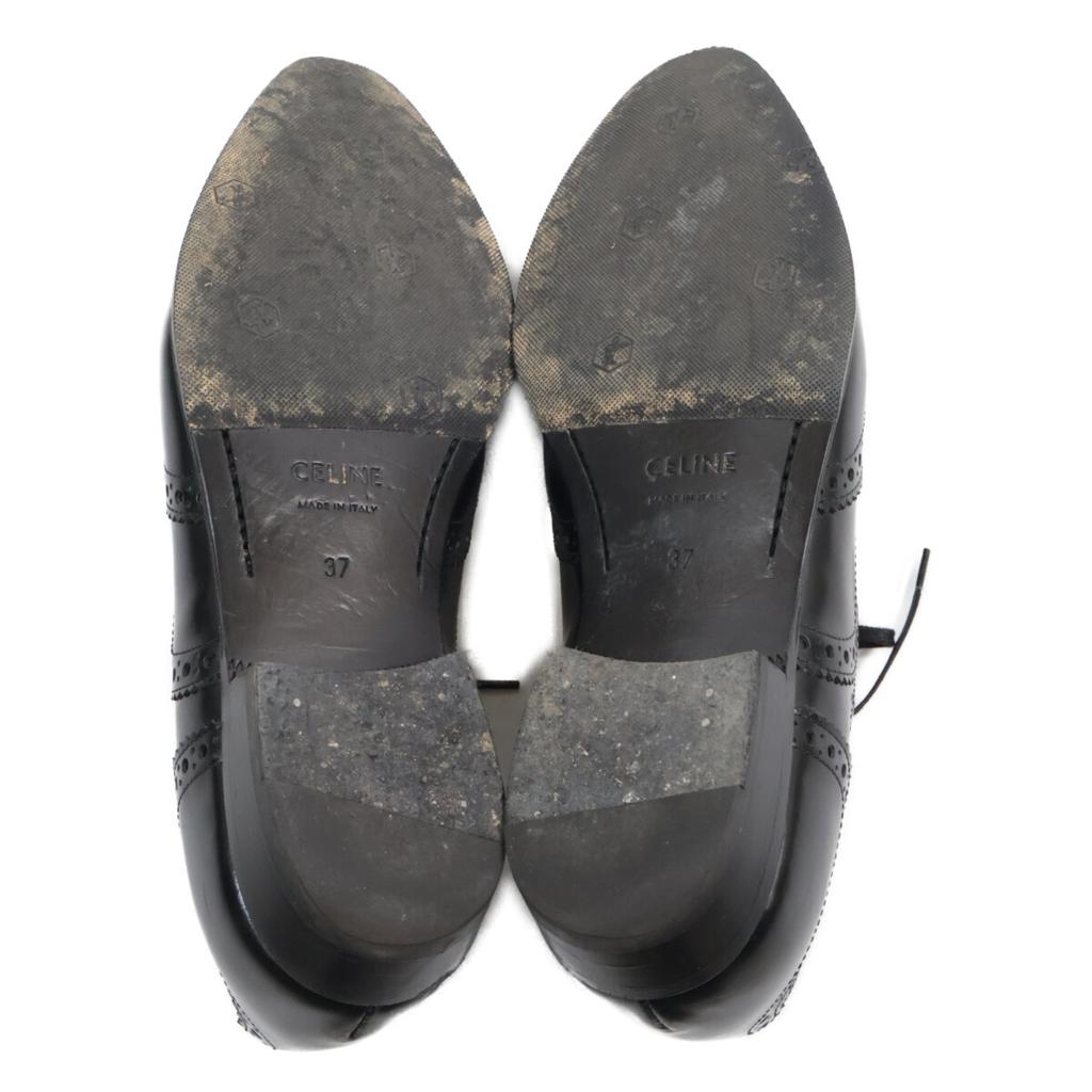 CELINE 19Stainless Steel Jacno Full Brogue Inner Wing Leather shoes 37 blackUsed