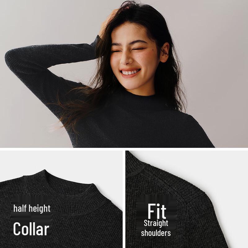 Semir Women's Pure Wool Mock Neck Slim Fit Sweater