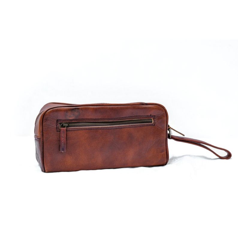 Leather Toiletry Bag for Men, Genuine Leather Toiletry Bag for Men & Women Portable Travel Waterproof Dopp Kit Stylish Practical