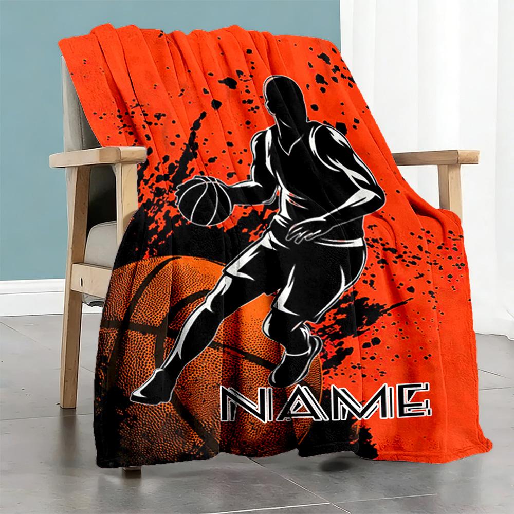Basketball Player55 Customize Your Name Blanket Cozy Customizable Blanket Soft Warm Cozy for Home Decor Picnics Living Room Bedding