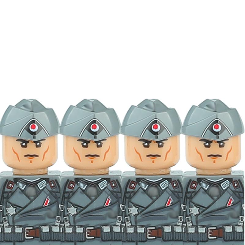 Ww2 Military German Soldiers Figures Helmet Building Blocks Army Infantry Warrior Gunner Armour Cannon Vest Weapons Bricks Toys