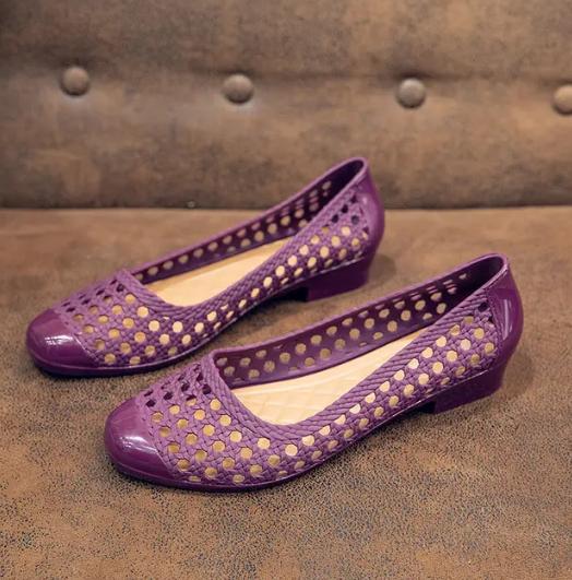 Fashion FHC New Summer Jelly Shoes,Close Toe Wedges Sandals,Hollow Out Rubber Heels,PVC Galosh Overshoes,Apricot,Blue,Black,Dropship