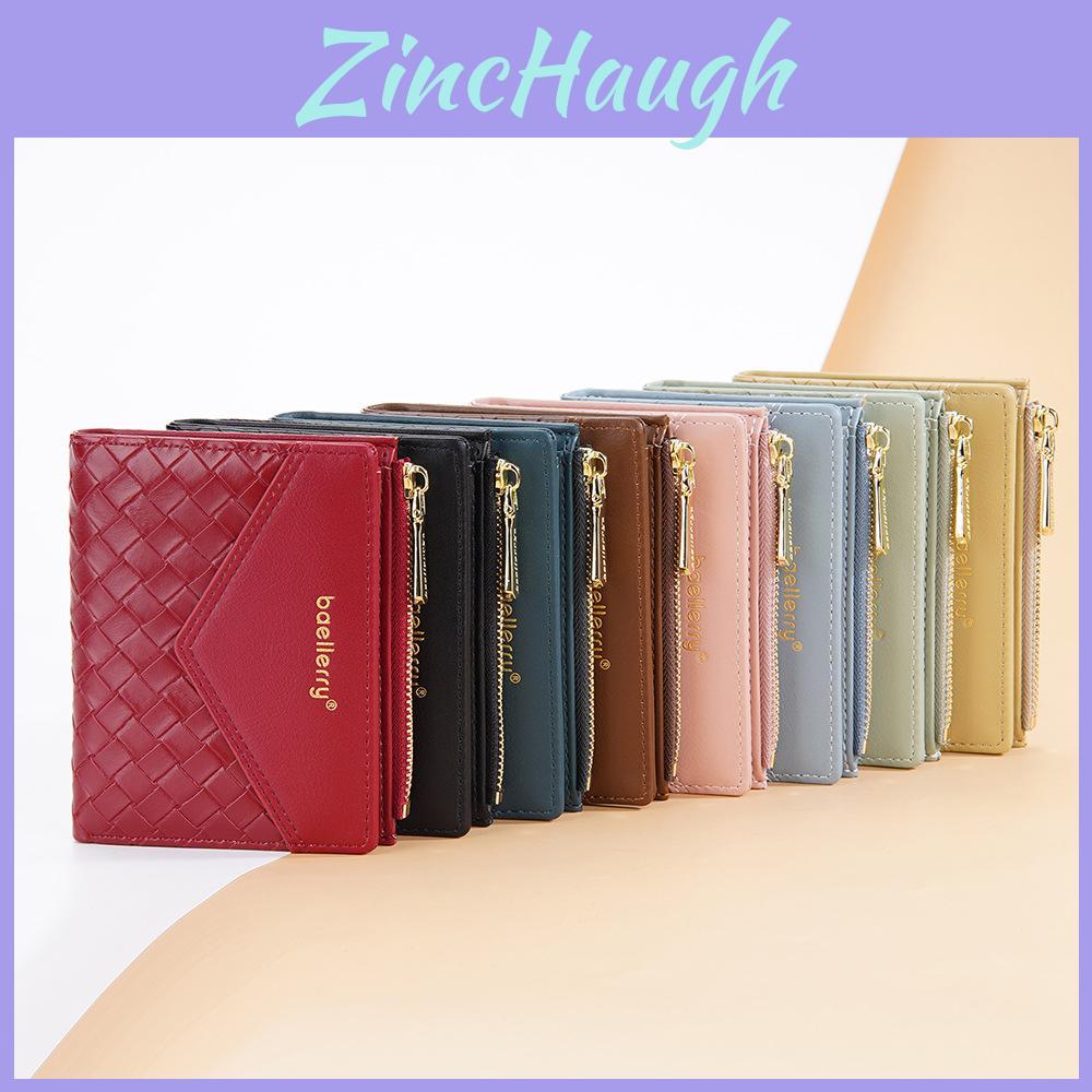 Ladies Fashion Card Holder Pu Material With Weaving Pattern Design And Letter Print For Everyday Carry