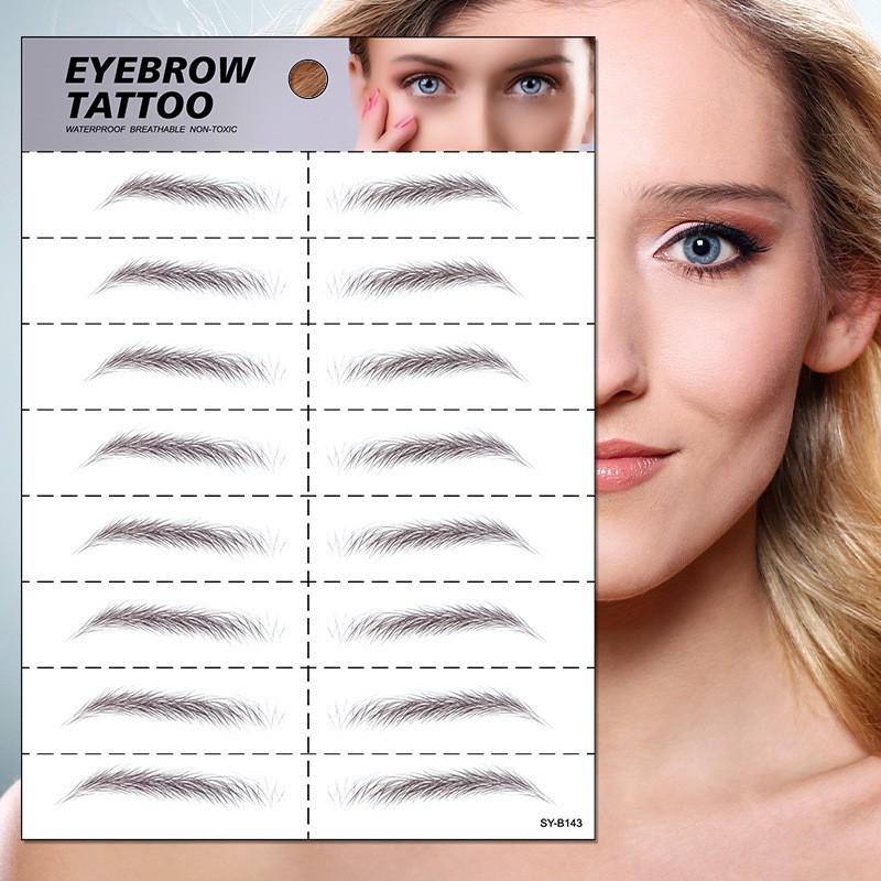 Adesivo Tatuaggio Temporaneo Sopracciglia 4D Effetto Pelo Moda Lunga Durata Trasferimenti Trucco Bianco 8 Forme Sopracciglia Carta