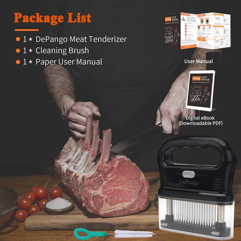 DePango Fleisch Fleischklopfer Nadel mit Heavy Duty Edelstahl 48 Klingen für Abnehmbaren und Spülmaschinenfesten Klopfer, Steak/Hähnchenbrust/Schweinefleisch