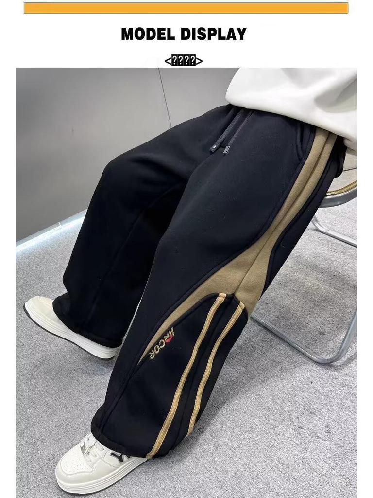 Boys' Warm Velvet Sweatpants - Versatile Casual Pants for Kids (Winter/Spring/Fall 2026)