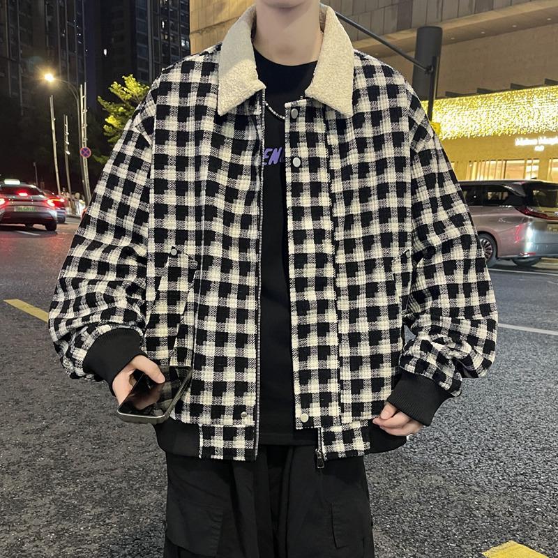 

CYZ-9616 Unisex Loose Color Block Lapel Jacket - Trendy Autumn Style 2XL чорний