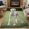 Elegant White Dog On Grass Patterned Carpet, Non Slip Mat Suitable for Living Room and Bedroom Sofas