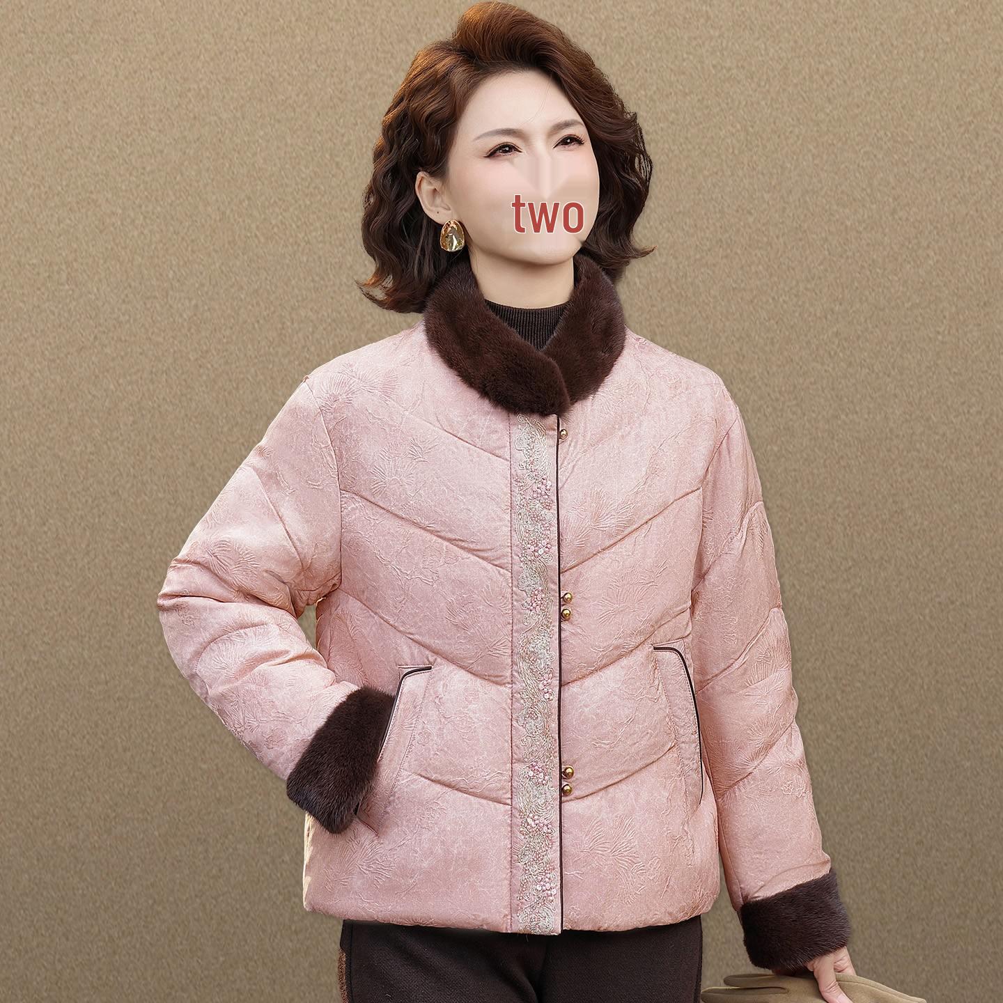 

Elegant Women s Winter Down Cotton Coat for the Year of the Horse - Wide-Leg, Middle-Aged & Elderly Fashion. 5XL (150-165 lbs)