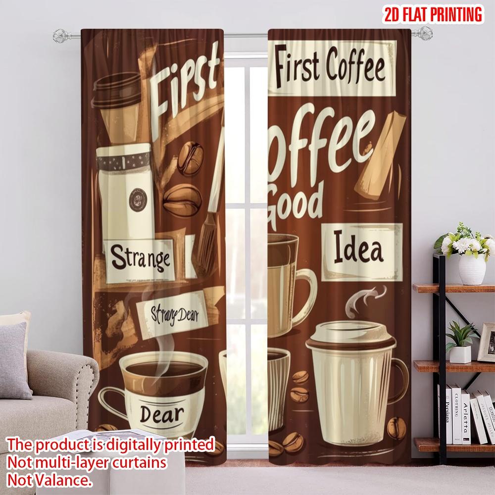

2 шт., 2D принт на ткани, Шторы и оконный декор, Кофейный коллаж(1) Универсальный полиэстер (без удилища) Украшения Внутри Ldeal 52.50 × 116.00 cm 2 pcs