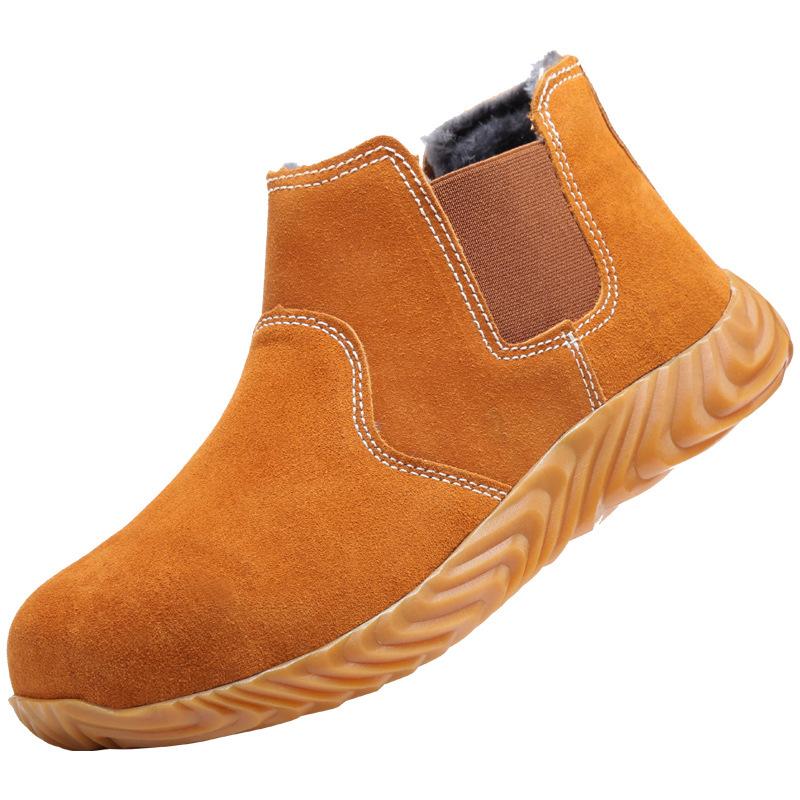 Zimní pracovní obuv pro svářeče, Pracovní obuv s ochranou proti nárazu a propíchnutí s kožešinovou podšívkou