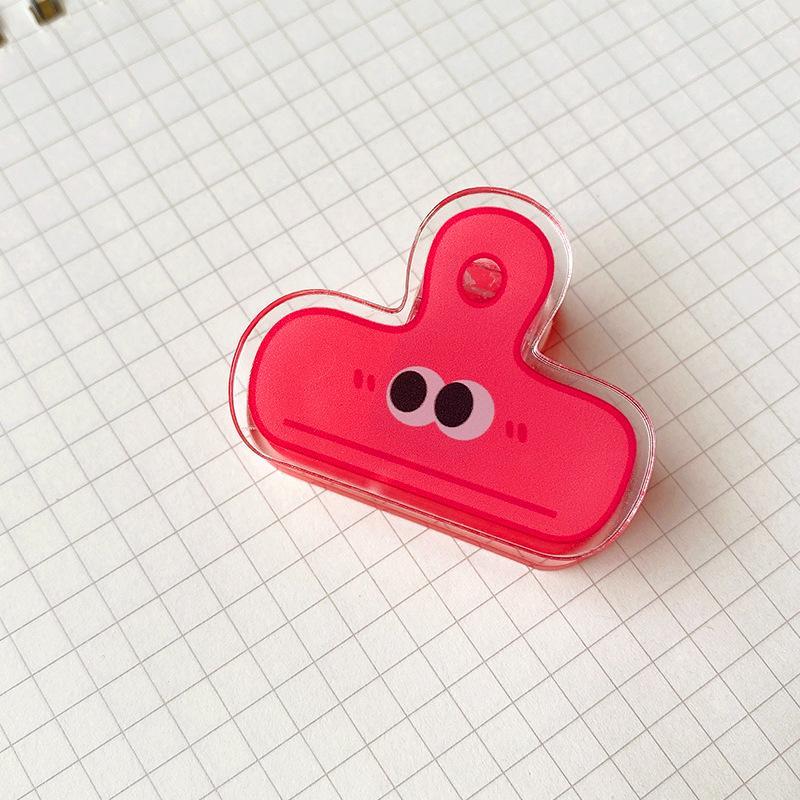 Cute Big Eye Cartoon Binder Clips Vibrant Assorted Colors Medium Size for Office School Paper Classification красный