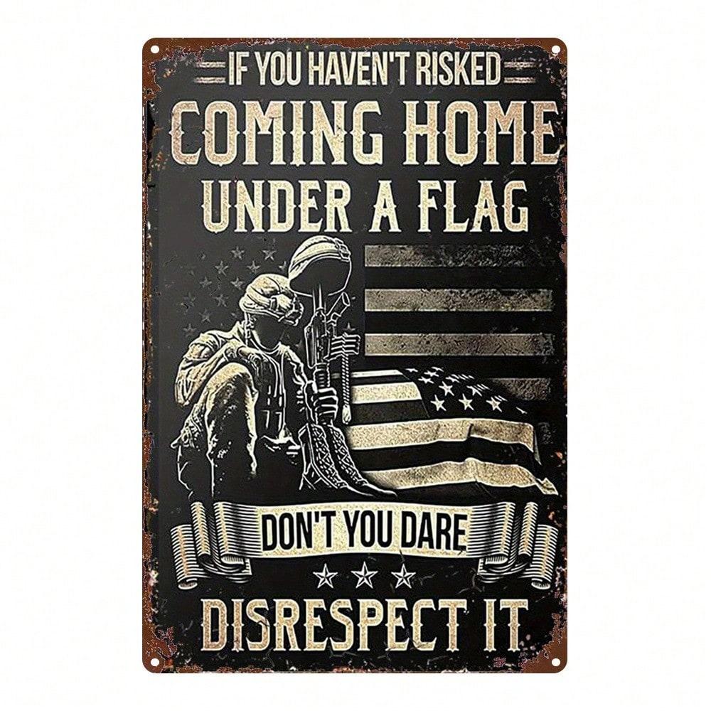 American Flag Metal Sign 8x12 Inch Rustic Wall Art Vintage Patriotic Home Decor